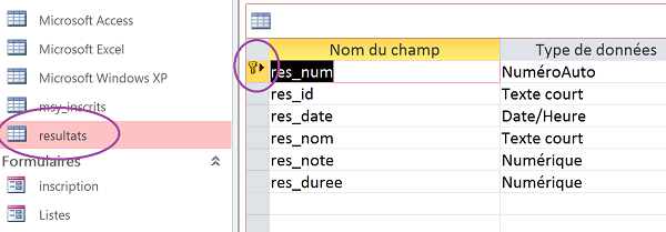 Création de table Access avec typage, masque de saisie et dimensionnement des champs