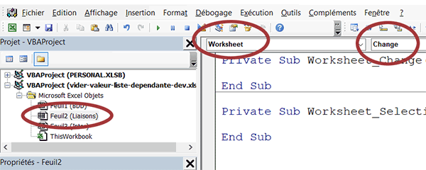 Exécuter un code VBA Excel au changement de valeur dans les cellules