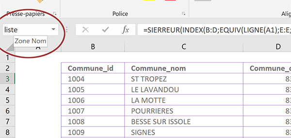 Nommer le point de départ de plage de cellules Excel pour la rendre dynamique par la fonction Decaler