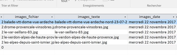 Inscrire dans table de base de données informations sur images parcourues par code VBA Access dans un dossier