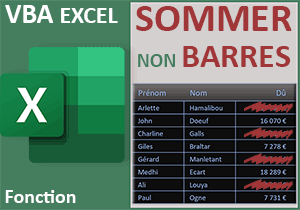 Additionner les cellules non barrées avec Excel