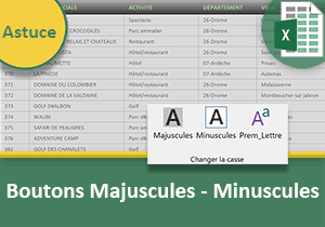 Boutons Majuscules et Minuscules dans Excel
