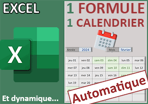 Calendrier automatique avec une seule formule Excel