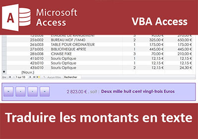 Convertir les montants numériques en texte en VBA Access