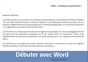 Débuter avec Word, réaliser son premier courrier