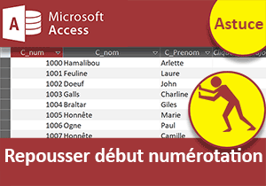 Décaler le début de la numérotation automatique avec Access