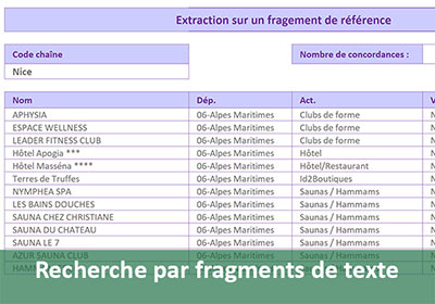 Extraction par fragments de textes avec Excel