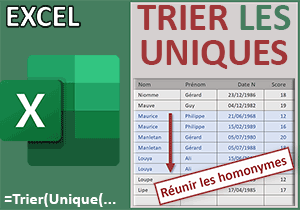 Extraire et trier les lignes uniques dans un tableau Excel