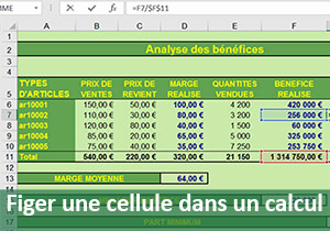 Figer une cellule dans un calcul Excel pour reproduire la formule