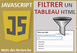 Filtrer un tableau de recherche en Javascript