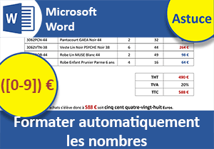 Formater automatiquement les montants numériques dans Word