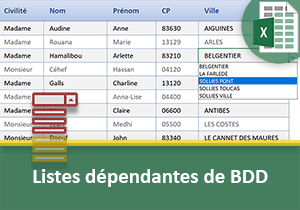 Listes dépendantes de base de données Excel