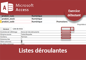 Listes déroulantes de tables, exercice Access