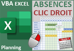 Marquer les absences dans un planning au clic droit