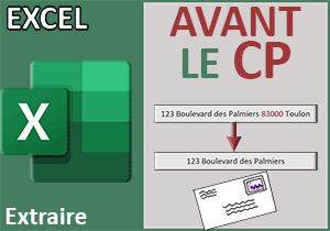 Numéro et nom de rue avant le code postal avec Excel