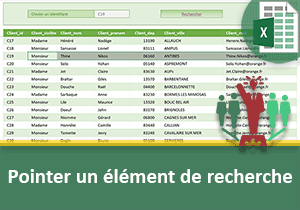 Pointer sur un élément cherché dans un tableau Excel