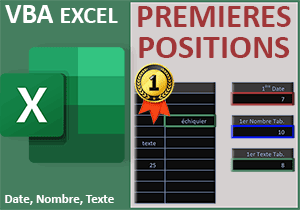 Position de la première donnée dans un tableau Excel