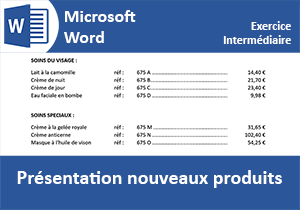 Présentation des nouveaux produits, Exercice Word