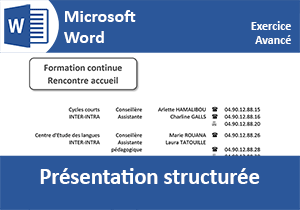 Présentation structurée d entreprise, Exercice Word