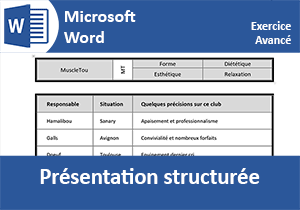 Présentation structurée par les tableaux Word