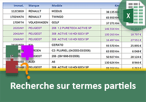 Recherche et identification sur des mots clés partiels