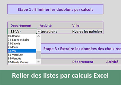 Relier des listes déroulantes dynamiques par calculs Excel