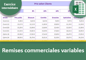 Remises commerciales variables avec Excel