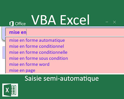 Saisie semi-automatique pour moteur de recherche Excel