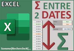 Somme des valeurs entre deux zones recherchées avec Excel