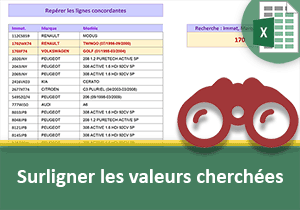 Surligner les valeurs recherchées avec Excel