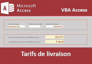 Tarifs de livraison selon poids colis et pays