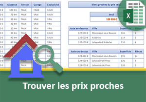 Trouver les prix proches avec Excel