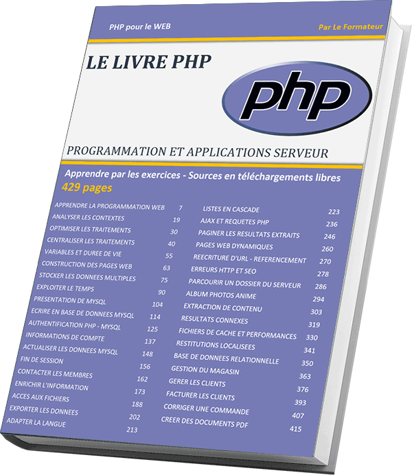 Livre numérique pour apprendre la programmation Web Serveur en PHP à télécharger en PDF