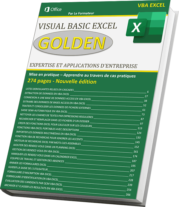 Livre numérique pour développer des applications en VBA Excel et perfectionner ses compétences en programmation à télécharger en PDF